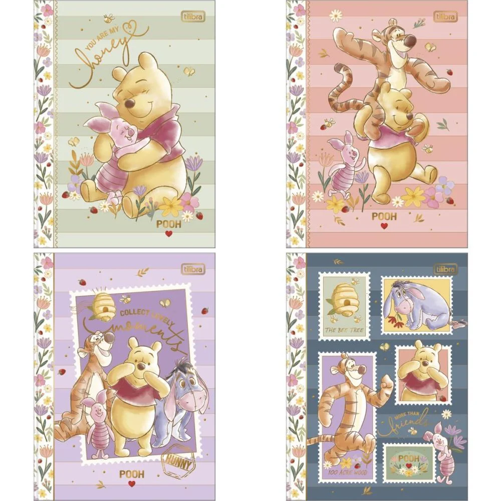 Caderno 01X1 Cp.dura Colegial Pooh 80Fls Decorado Cost 176X2 Tilibra (Pct.c/04) - imagem 2
