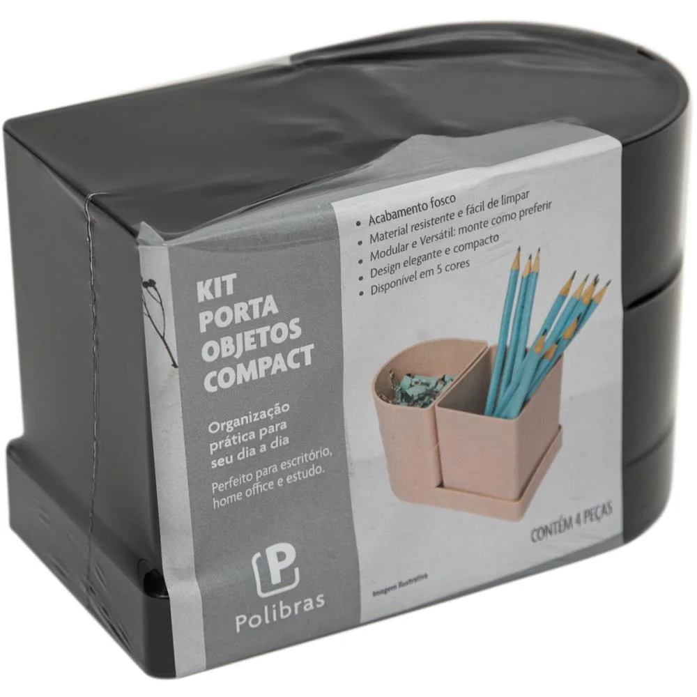 Acessorio Para Mesa Organizador Compact Preto 4 Pe Polibras (Kit) - imagem 6