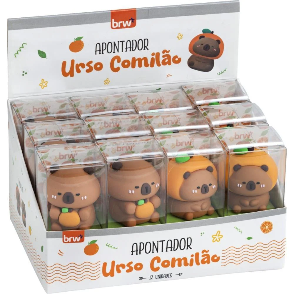 Apontador Sem Deposito Urso Comilao Plastico (S) Brw (Dp.c/12) - imagem 3