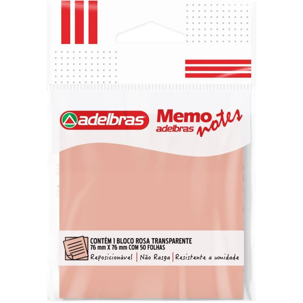 Bloco De Recado Autoadesivo Memonote Transparente 76X76 Ro Adelbras (Unidade) - imagem 2