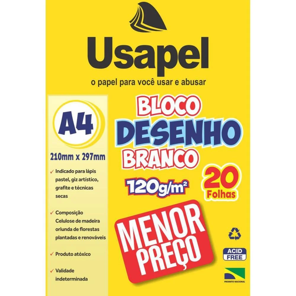 Bloco Tecnico Sem Margem Usapel Desenho A4 120G 20Fls Filiperson (Pct.c/05) - imagem 2