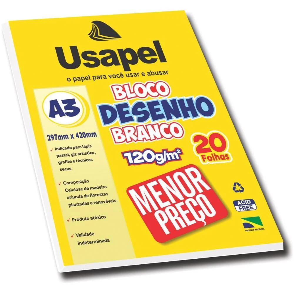 Bloco Tecnico Sem Margem Usapel Desenho A3 120G 20Fls Filiperson (Pct.c/05) - imagem 3