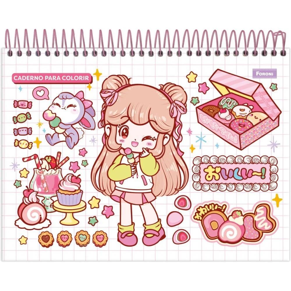 Caderno Desenho Univ Capa Dura Doll Para Colorir 24Fls Foroni (Pct.c/04) - imagem 2