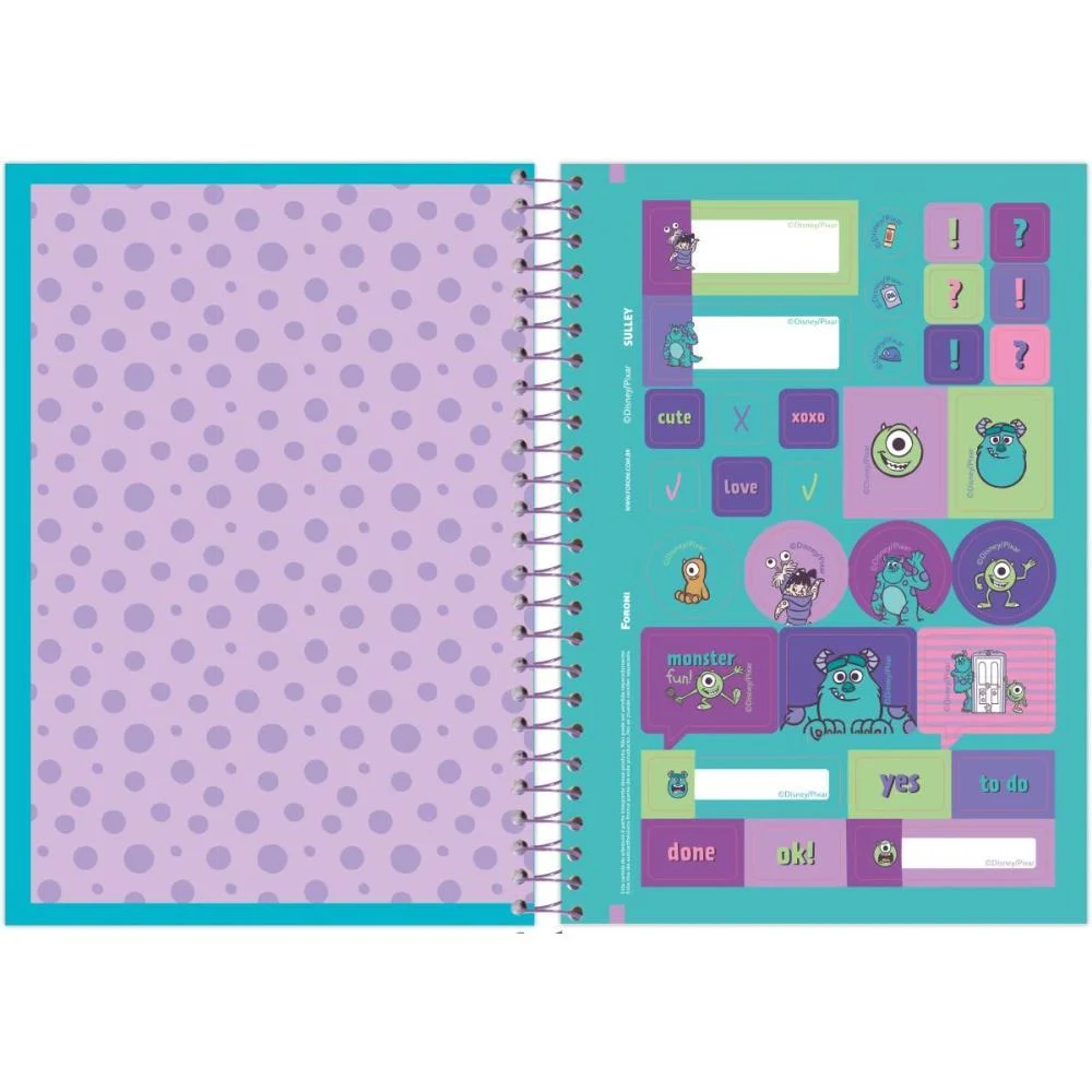 Caderno Espiral 1/4 Capa Dura Monstros S. A. 80F Foroni (Pct.c/05) - imagem 6