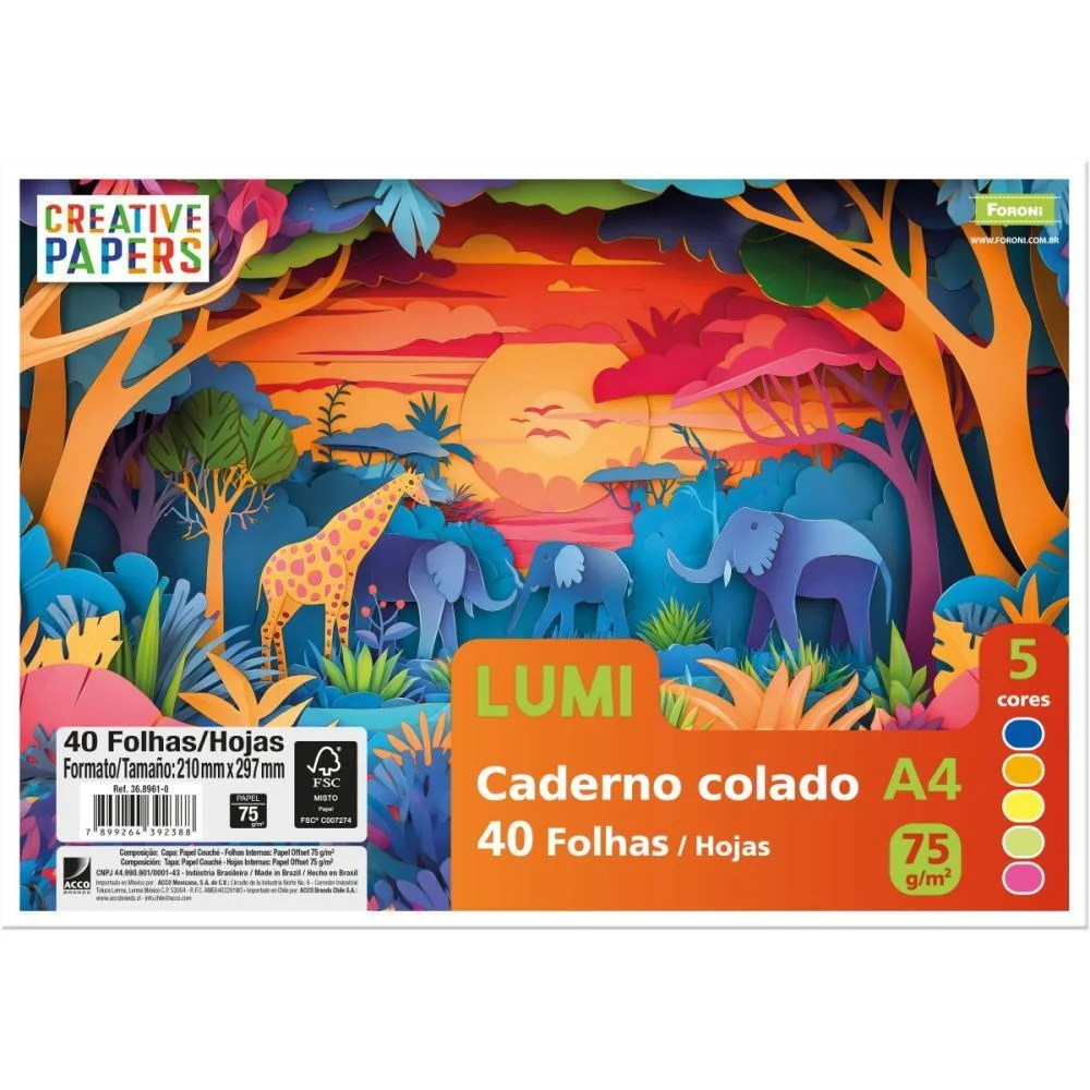 Bloco Para Educacao Artistica Creative Paper Lumi 40Fls 75G Foroni (Pct.c/05) - imagem 4