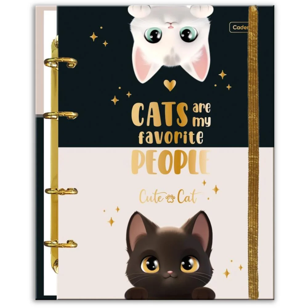 Caderno Argolado Cute Cat C/Elast 4Cap.incl.80F Cadersil (Unidade) - imagem 3