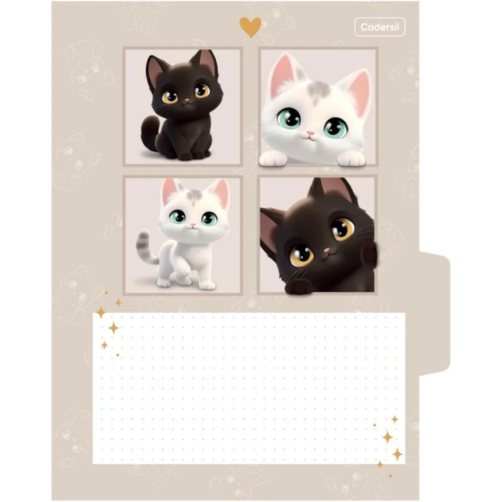 Caderno Argolado Cute Cat C/Elast 4Cap.incl.80F Cadersil (Unidade) - imagem 21