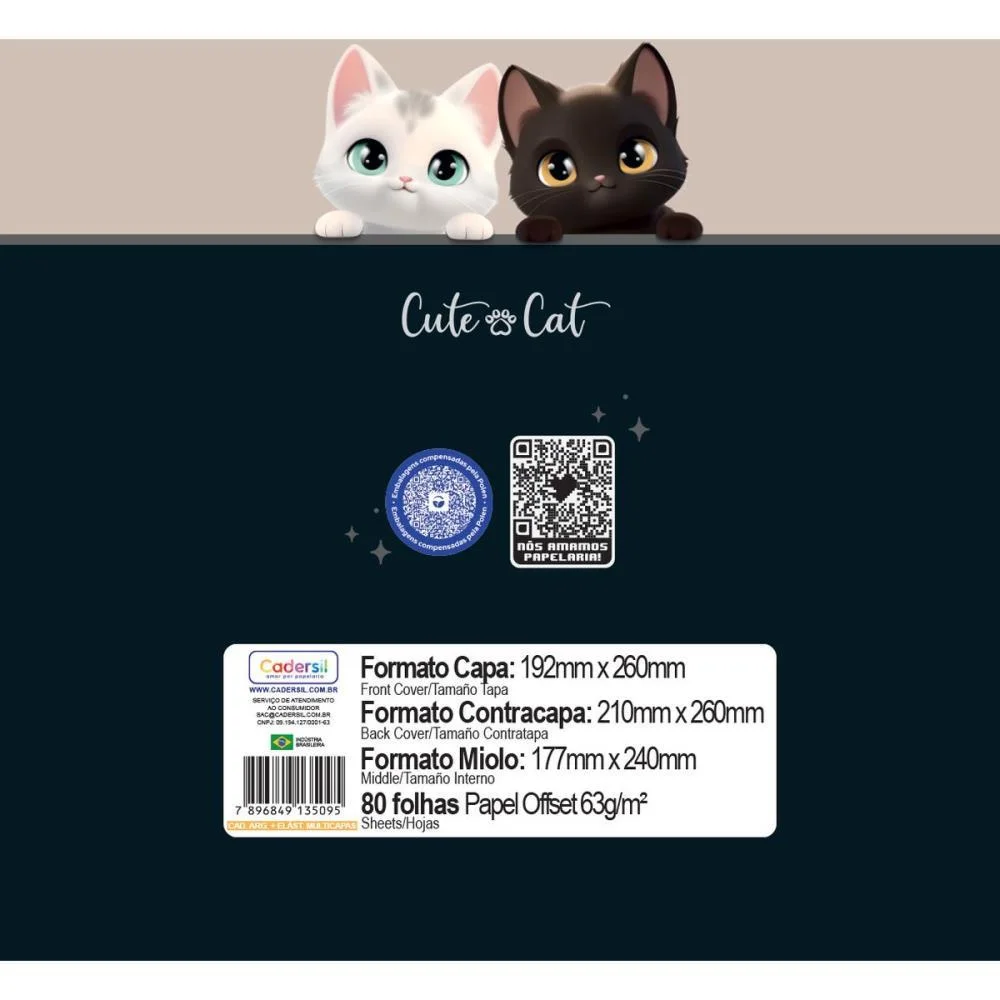 Caderno Argolado Cute Cat C/Elast 4Cap.incl.80F Cadersil (Unidade) - imagem 23