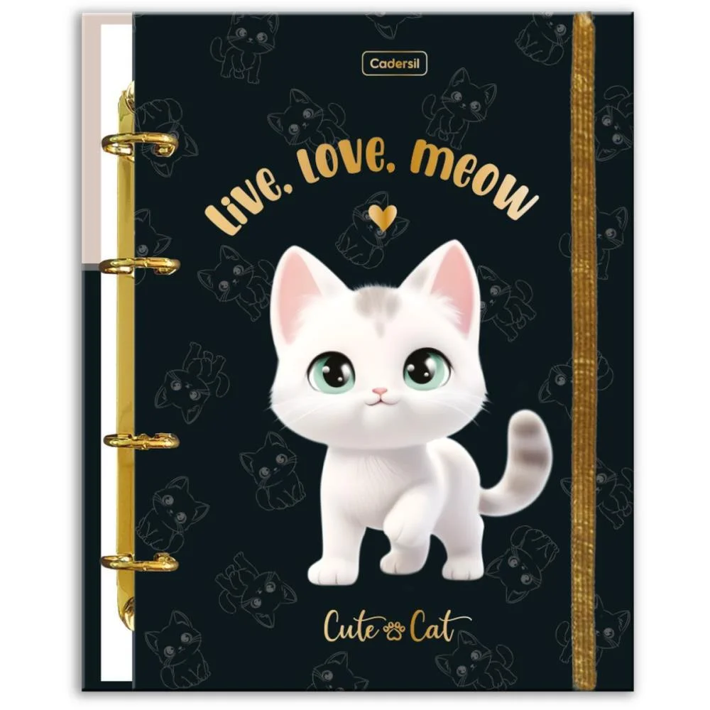 Caderno Argolado Cute Cat C/Elast 4Cap.incl.80F Cadersil (Unidade) - imagem 24