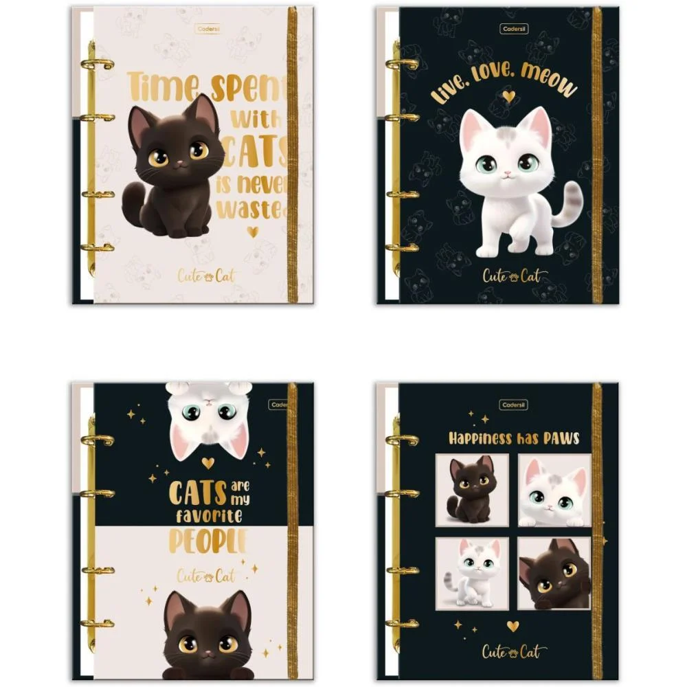 Caderno Argolado Cute Cat C/Elast 4Cap.incl.80F Cadersil (Unidade) - imagem 25