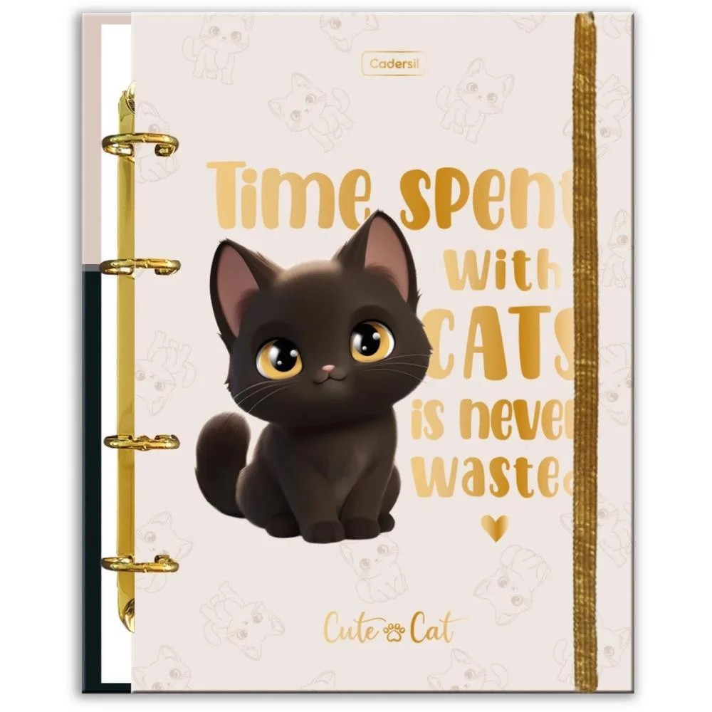Caderno Argolado Cute Cat C/Elast 4Cap.incl.80F Cadersil (Unidade) - imagem 4