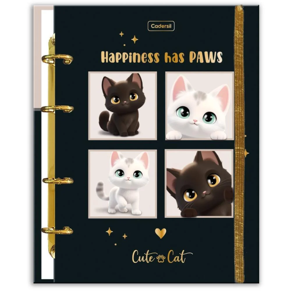 Caderno Argolado Cute Cat C/Elast 4Cap.incl.80F Cadersil (Unidade) - imagem 5
