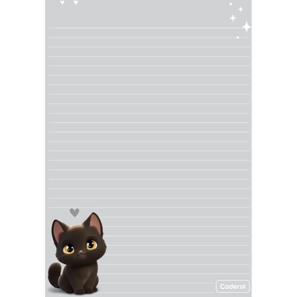 Caderno 01X1 Cp.dura Colegial Cute Cat C/Bloco Coracao 80F(S Cadersil (Unidade) - imagem 12
