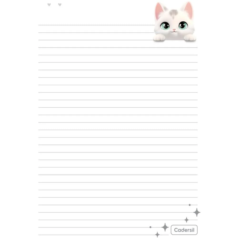 Caderno 01X1 Cp.dura Colegial Cute Cat C/Bloco Coracao 80F(S Cadersil (Unidade) - imagem 13