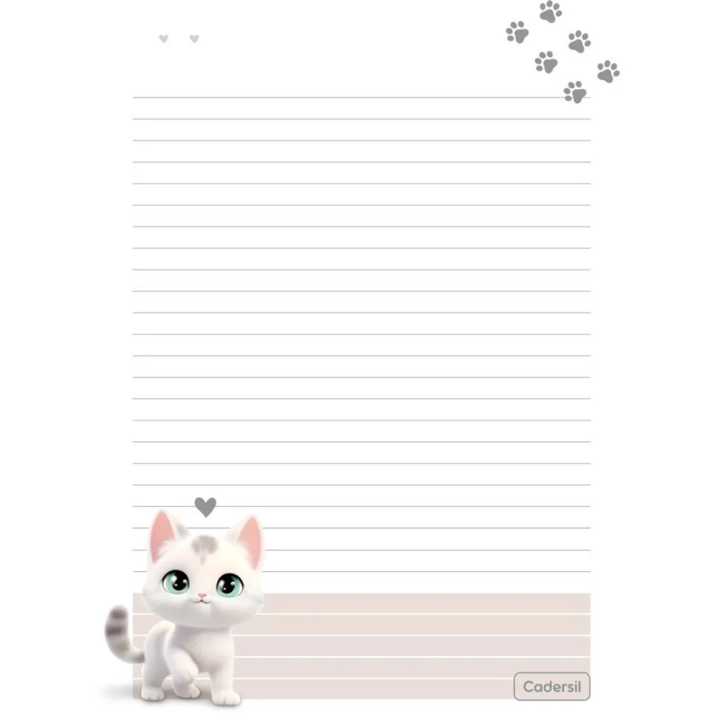 Caderno 01X1 Cp.dura Colegial Cute Cat C/Bloco Coracao 80F(S Cadersil (Unidade) - imagem 18
