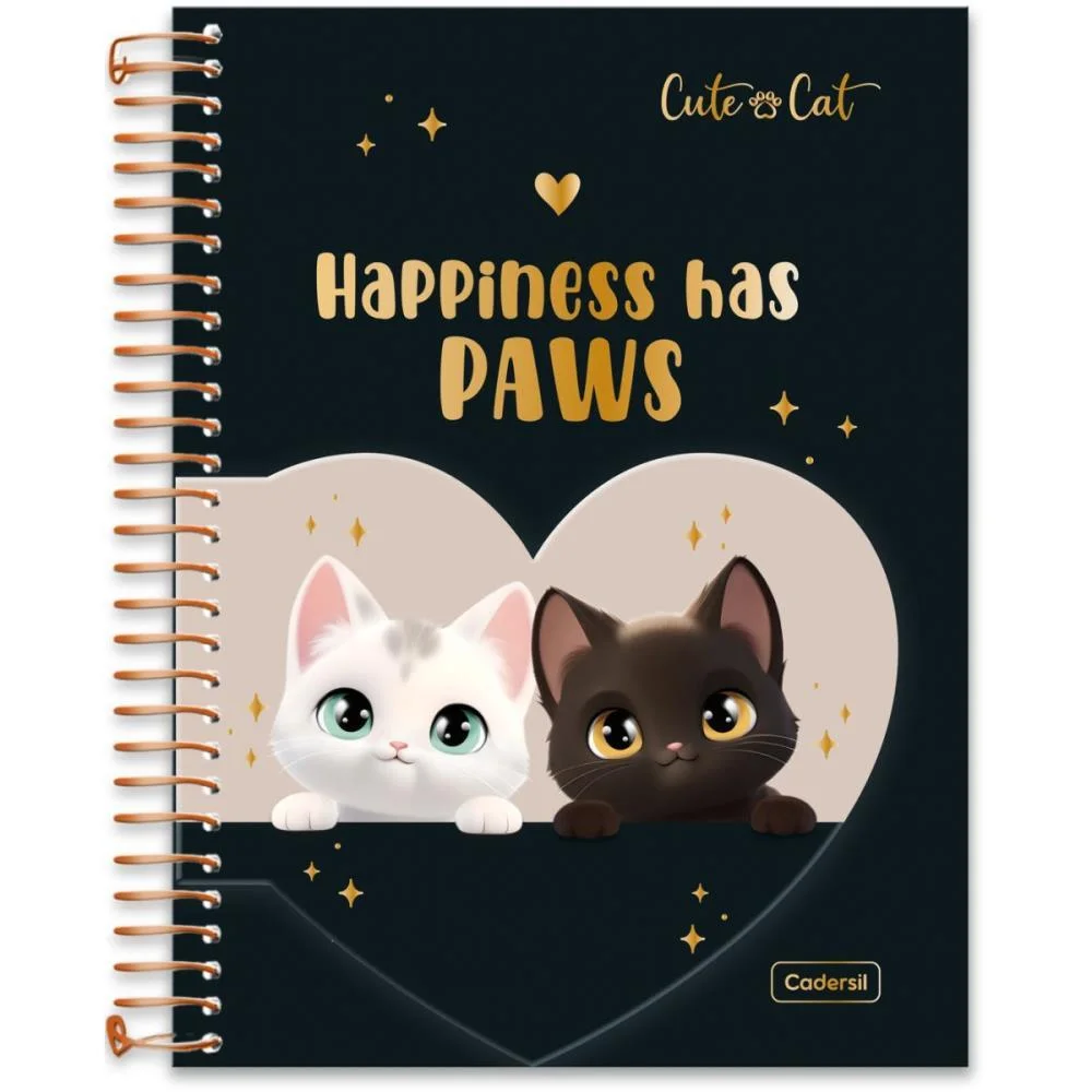 Caderno 01X1 Cp.dura Colegial Cute Cat C/Bloco Coracao 80F(S Cadersil (Unidade) - imagem 5