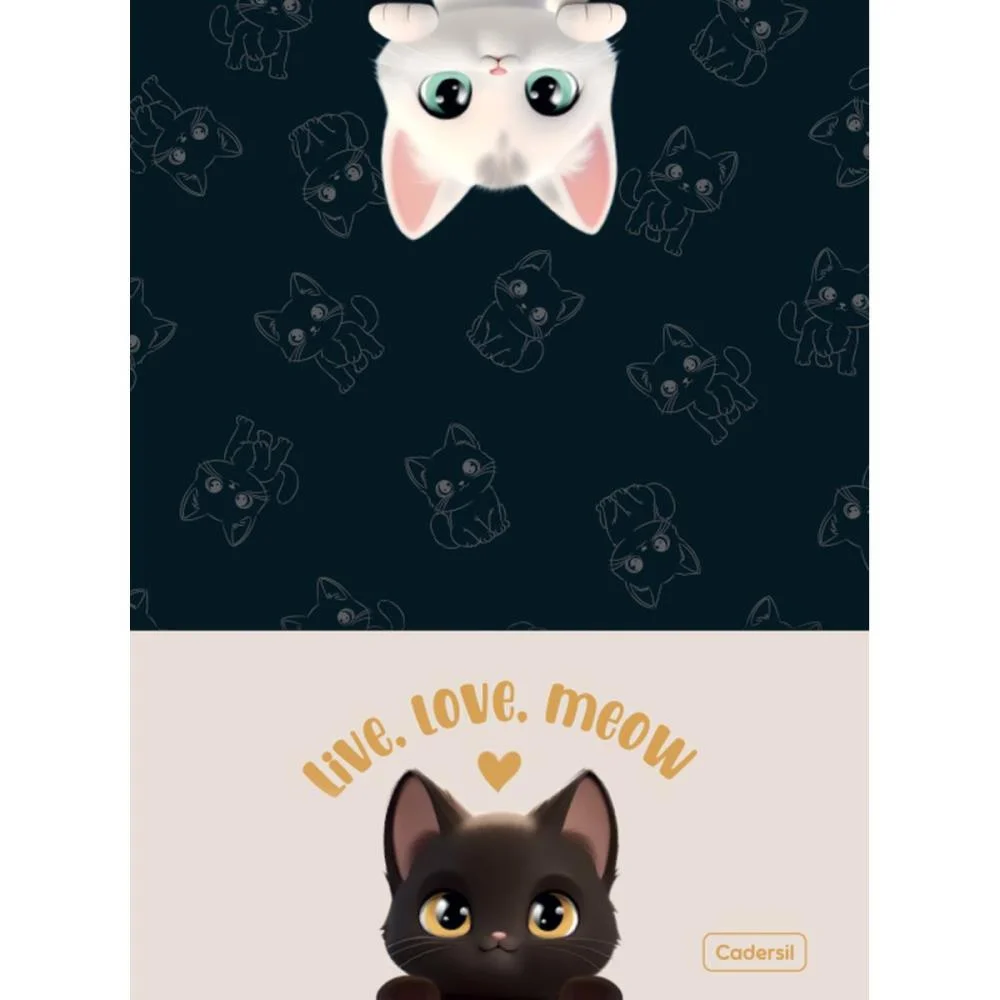 Caderno 01X1 Cp.dura Colegial Cute Cat C/Bloco Coracao 80F(S Cadersil (Unidade) - imagem 7