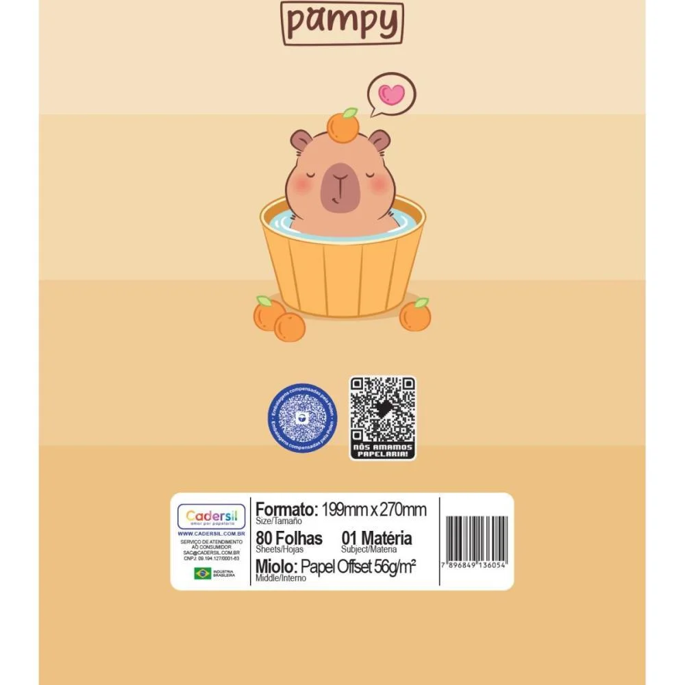 Caderno 01X1 Capa Dura Capy Pampy 80Fls Cadersil (Pct.c/04) - imagem 3