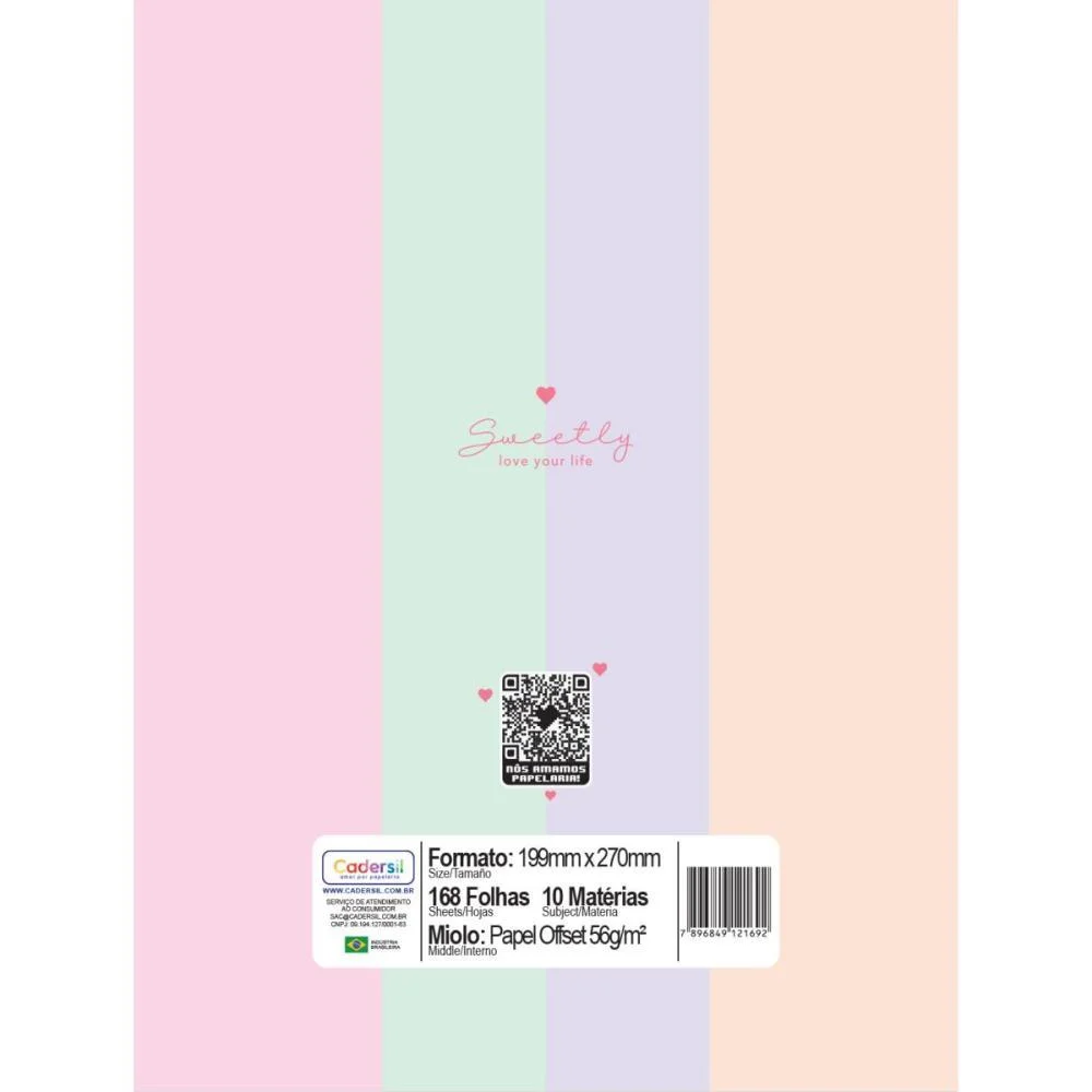 Caderno 10X1 Capa Dura Sweetly 2Em1 C/Planner 168Fls Cadersil (Pct.c/04) - imagem 15