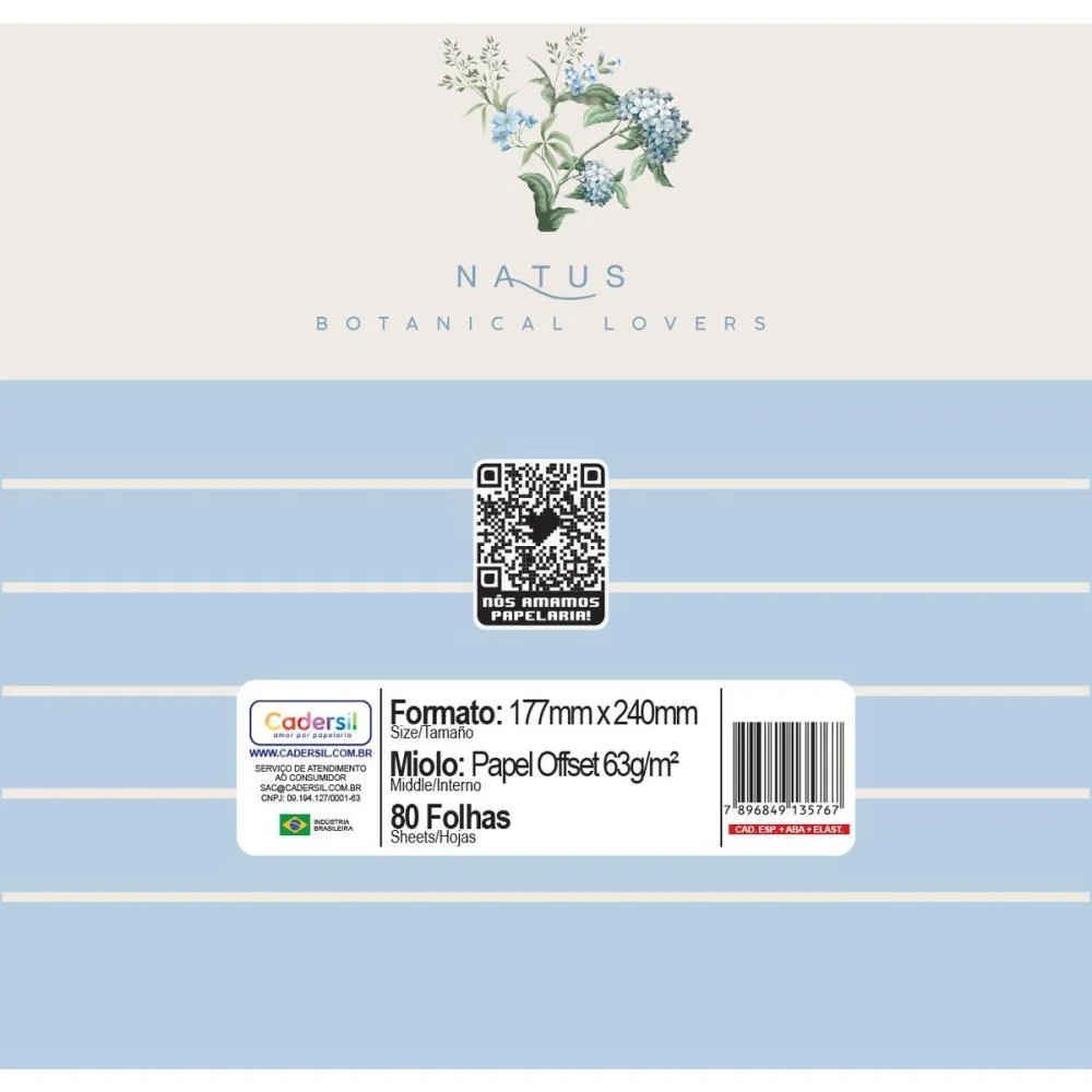 Caderno 01X1 Cp.dura Colegial Natus C/Elas+Blocos Ades.80F(S Cadersil (Unidade) - imagem 10