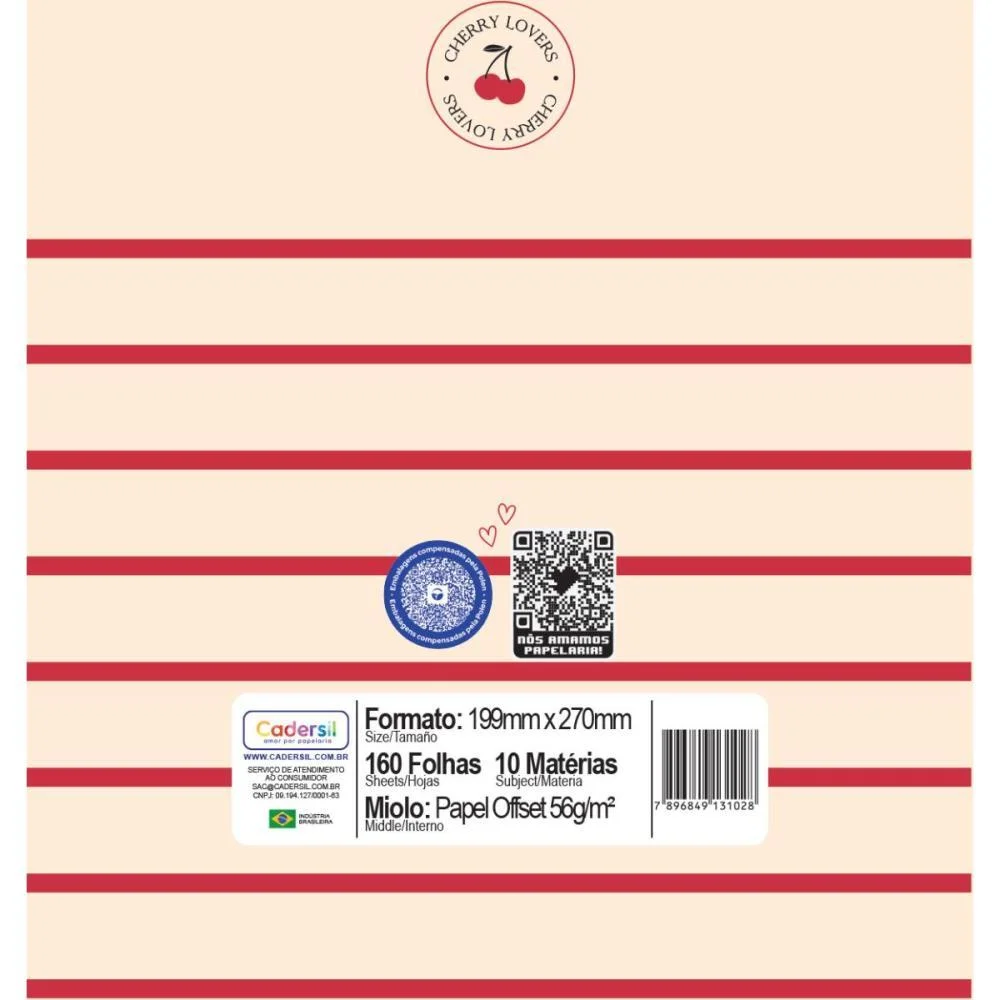 Caderno 10X1 Capa Dura Cherry Lovers 160Fls Cadersil (Pct.c/04) - imagem 10