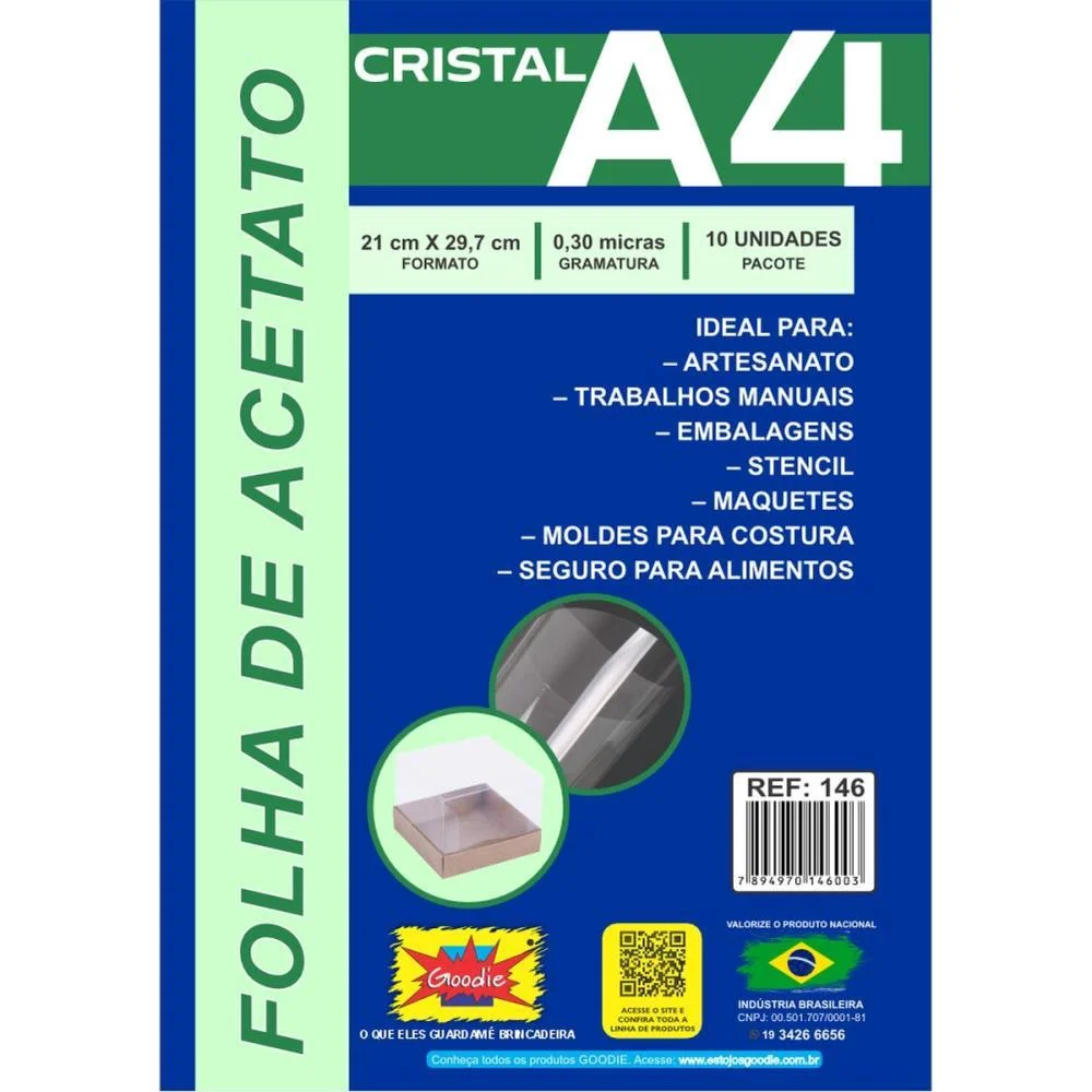 Capa Para Encadernacao A4 Acetato Lisa 0,30 Goodie (Pct.c/10) - imagem 2