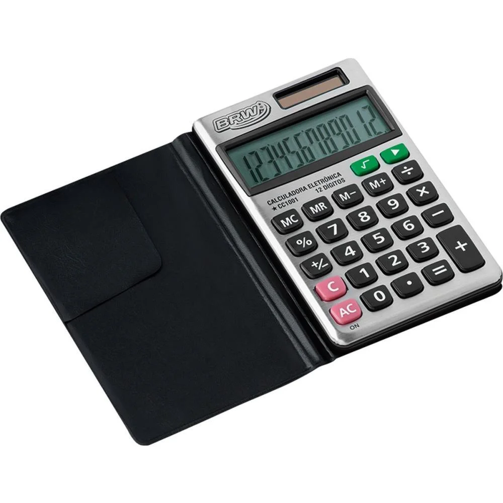 Calculadora De Bolso 12 Dig 11,8X7,0X1,2Cm Metal Brw (Unidade) - imagem 5