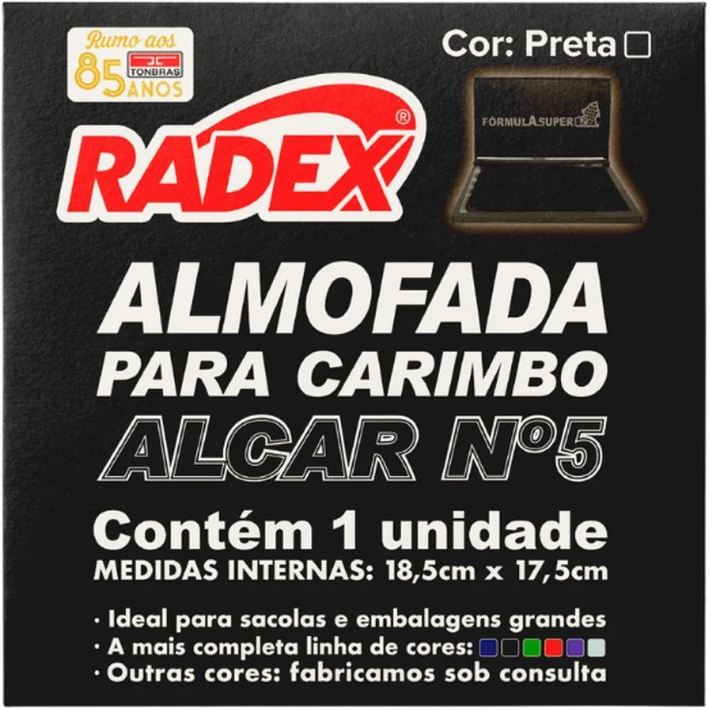 Almofada Carimbo N.5 Preta Radex (Unidade) - imagem 2