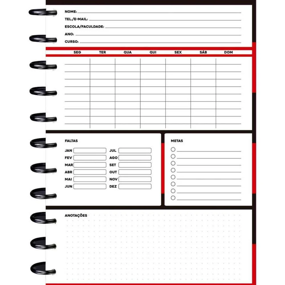 Caderno 10X1 Capa Dura Flamengo Mod.1-  Disco 160Fls Kit (Unidade) - imagem 4