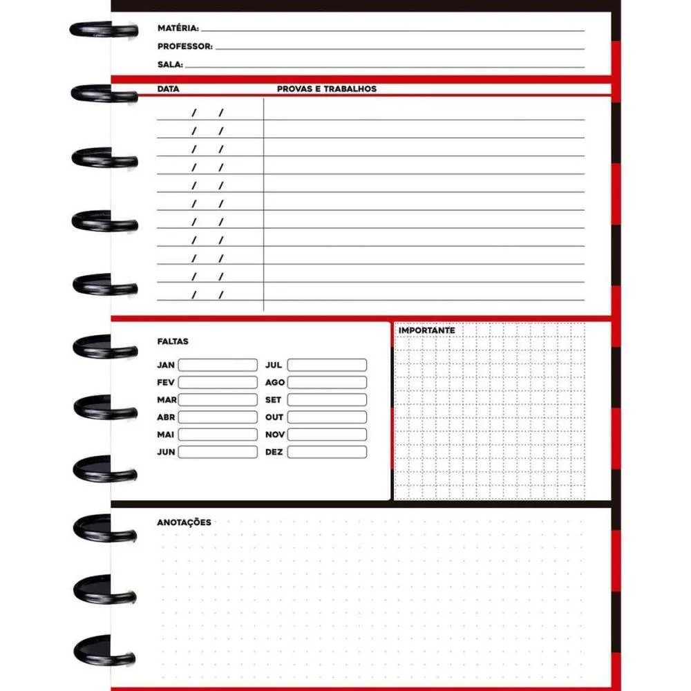 Caderno 10X1 Capa Dura Flamengo Mod.1-  Disco 160Fls Kit (Unidade) - imagem 5