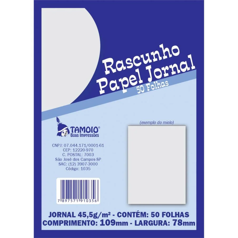 Bloco Para Rascunho Jornal 1/72 50Fls 78X109Mm Tamoio (Pct.c/05) - imagem 3