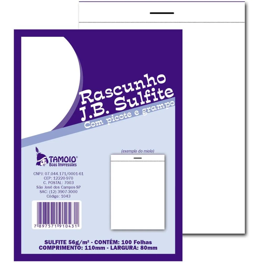 Bloco Para Rascunho Sulfite 80X110Mm C/100 Fls Tamoio (Pct.c/05) - imagem 2