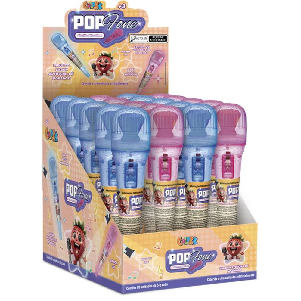 Doce Pop Fone Pirulito+Microf C/Luz Colore (Dp.c/20) - imagem 5