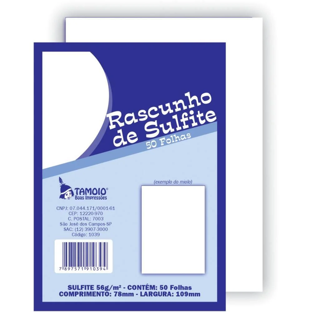 Bloco Para Rascunho Sulfite 1/72 50Fls Tamoio (Pct.c/05) - imagem 3