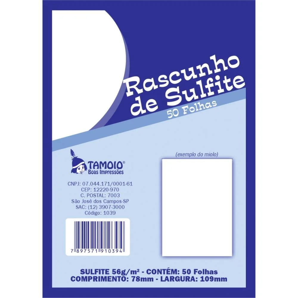 Bloco Para Rascunho Sulfite 1/72 50Fls Tamoio (Pct.c/05) - imagem 4