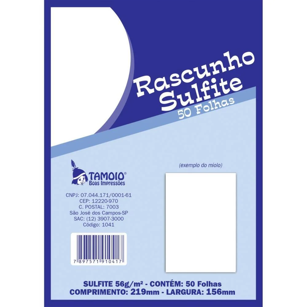 Bloco Para Rascunho Sulfite 1/18 50Fls Tamoio (Pct.c/05) - imagem 4