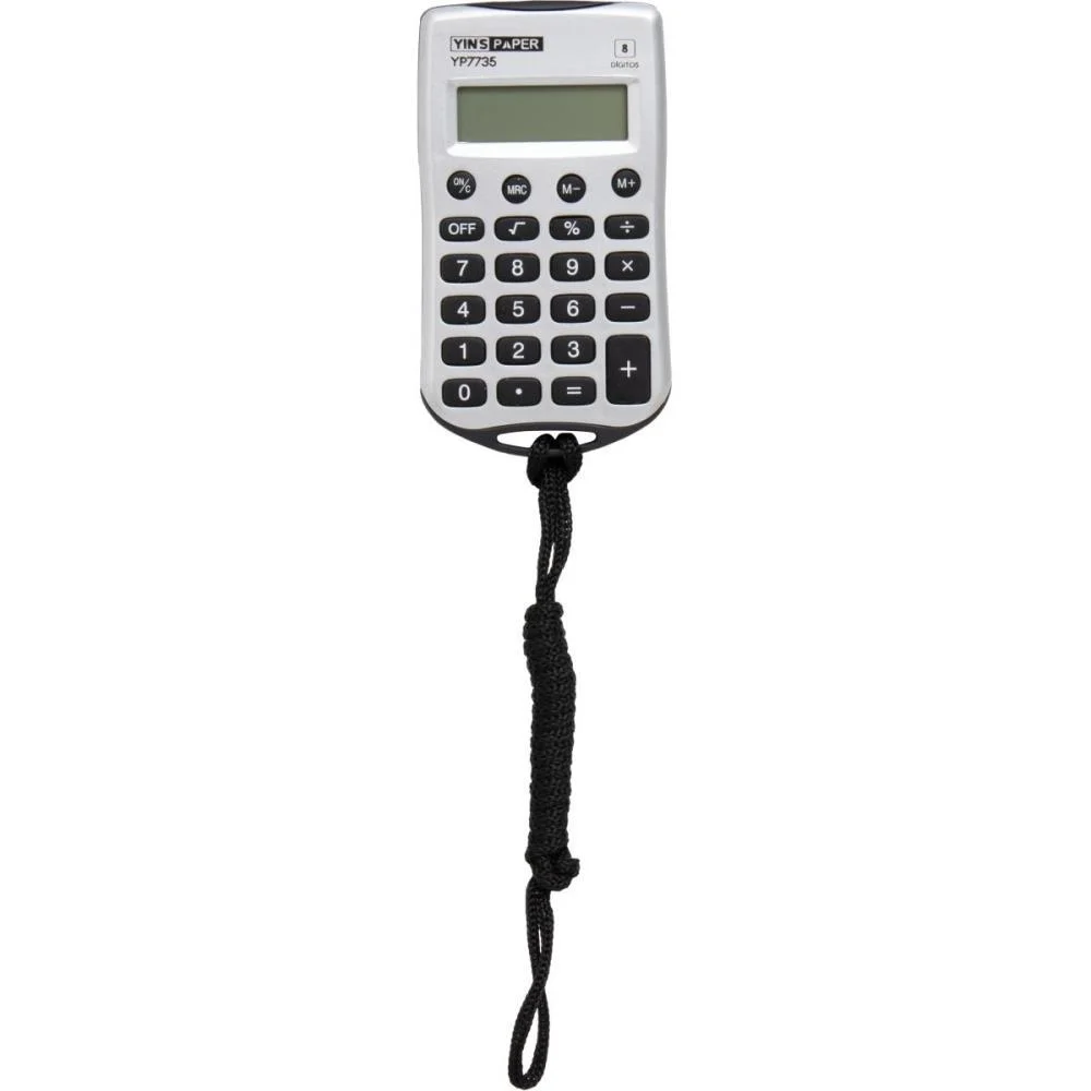 Calculadora De Bolso 8 Digitos Com Cordao Prata/Pre Yins (Unidade) - imagem 2