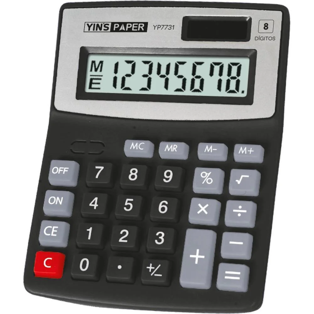 Calculadora De Mesa 8 Digitos Preto/Prata Yins (Unidade) - imagem 2