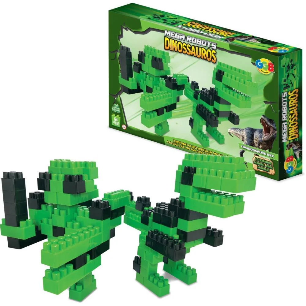 Brinquedo Para Montar Blocos Mega Robots Tiranossauo Ggb Plast (Unidade) - imagem 3