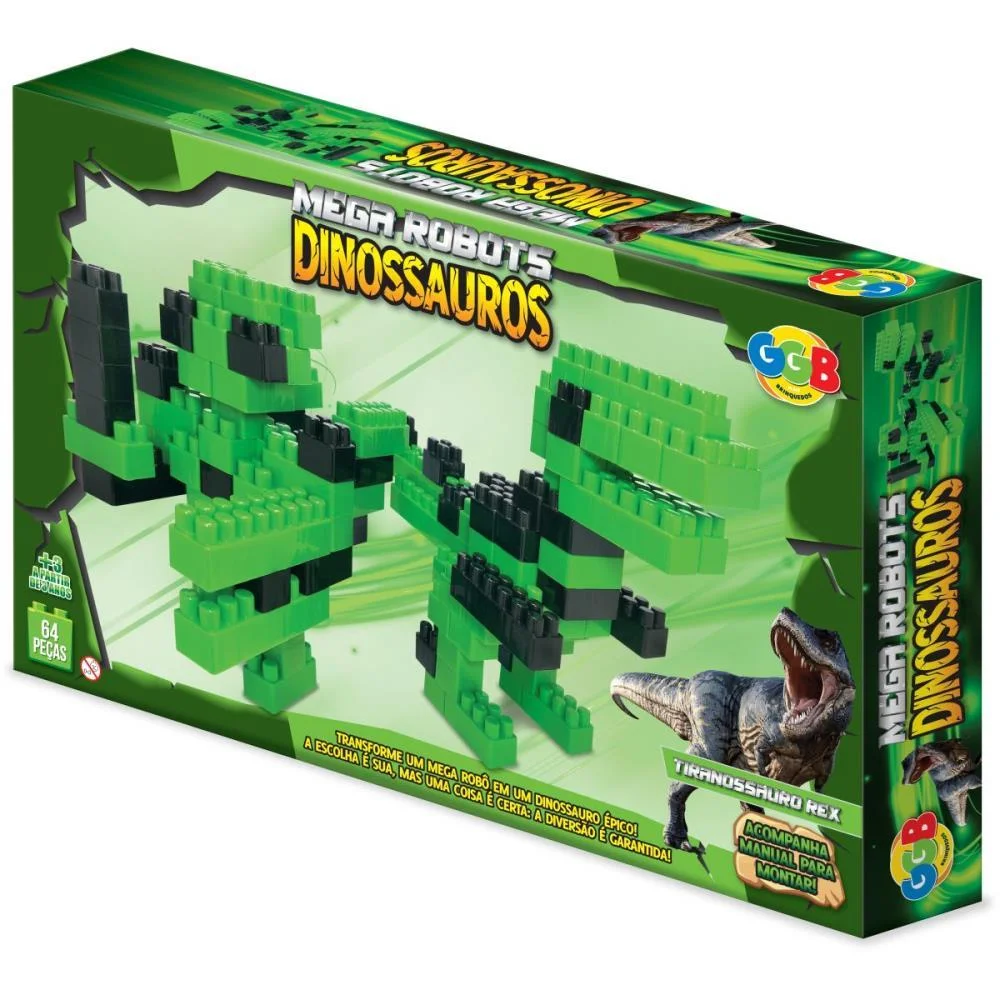 Brinquedo Para Montar Blocos Mega Robots Tiranossauo Ggb Plast (Unidade) - imagem 5