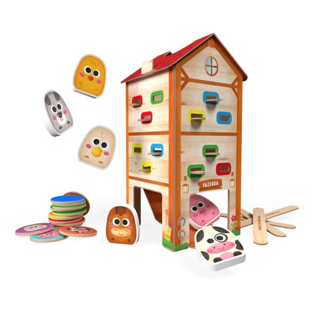 Brinquedo Pedagogico Madeira Fazendinha Cai Nao Cai Brinc. De Crianca (Unidade) - imagem 3