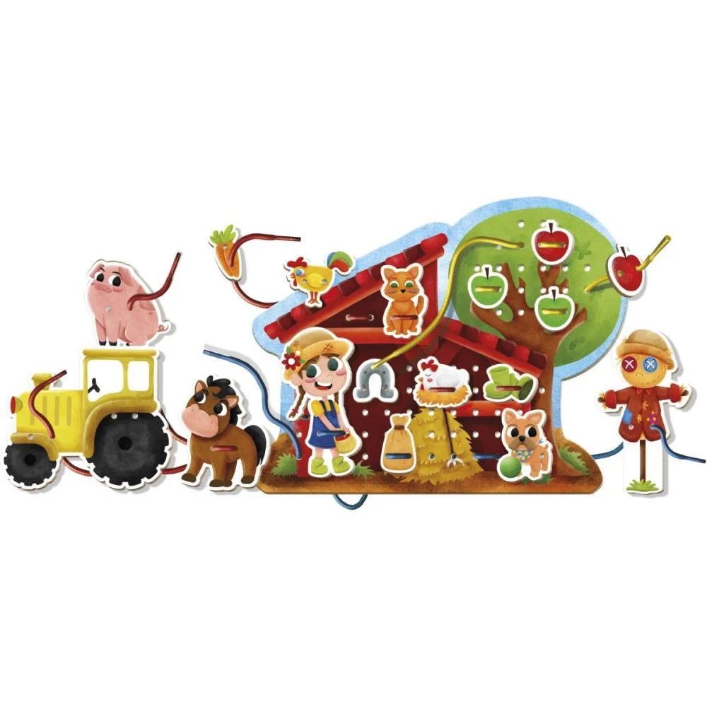 Brinquedo Pedagogico Madeira Alinhavo Fazendinha Feliz 32Pc Brinc. De Crianca (Unidade) - imagem 3