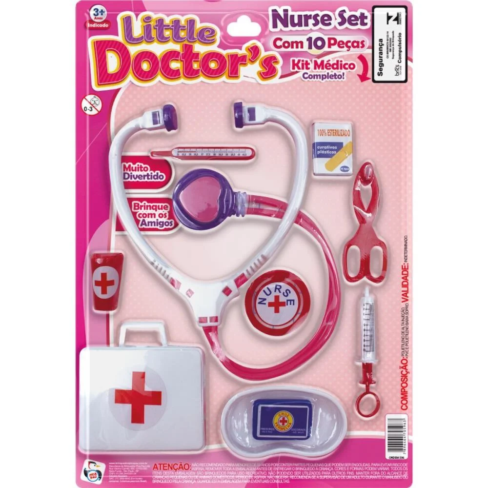 Brincando De Profissoes Kit Medico Nurse Set C/10Pcs Pica Pau (Unidade) - imagem 4