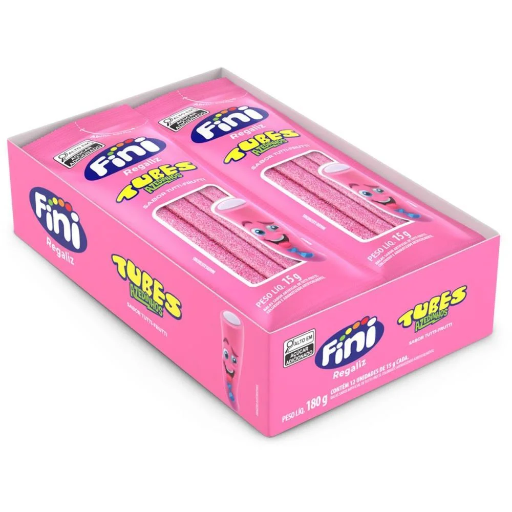 Doce Tubes Tutti Frutti Azedin.15G. Fini (Dp.c/12) - imagem 3