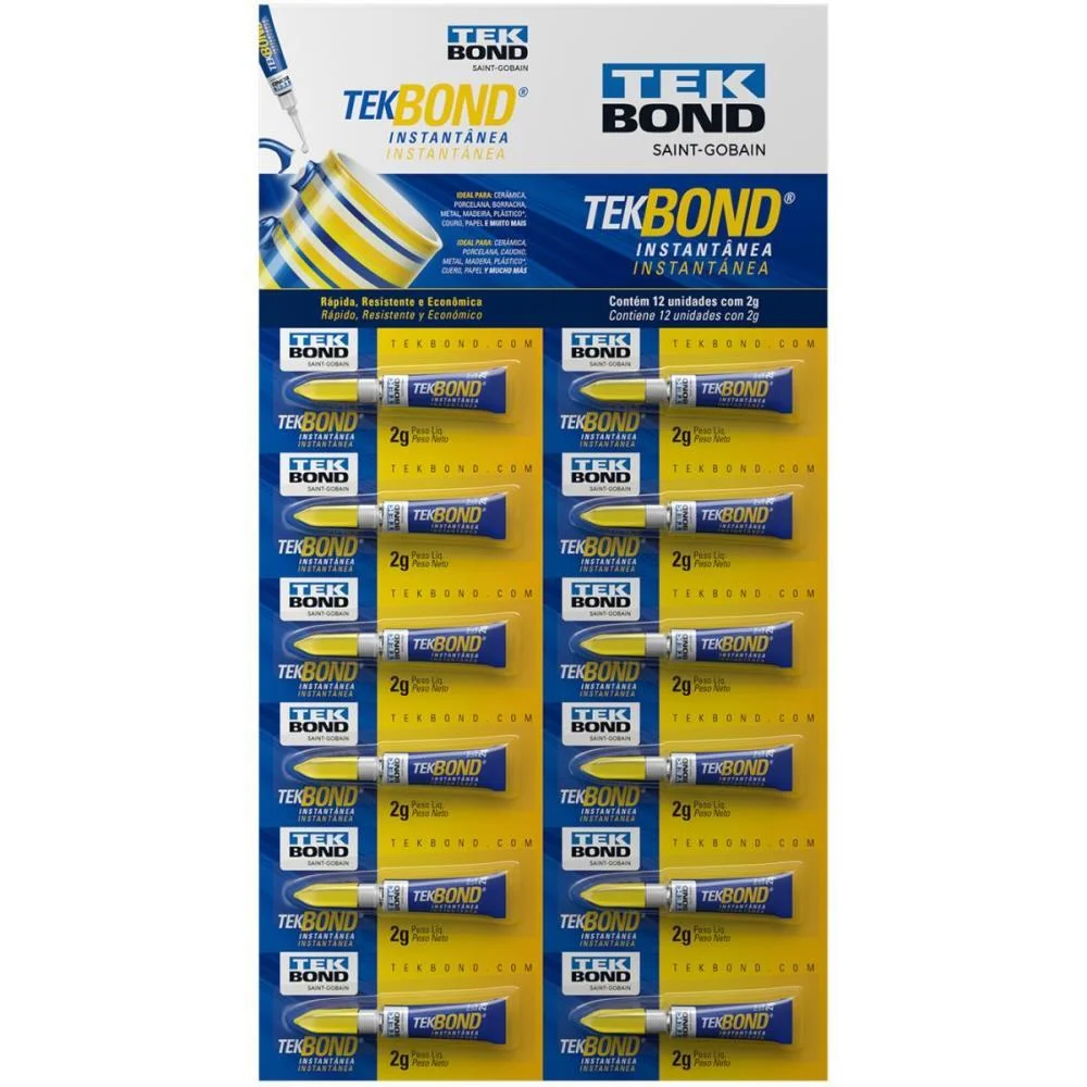 Cola De Alta Resistencia Tekbond 2G. Tekbond (Ct.c/12) - imagem 2