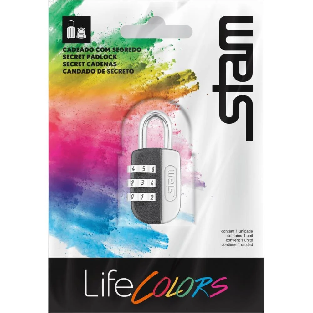 Cadeado Segredo 20Mm Life Colors Preto Fosco Stam (Unidade) - imagem 5