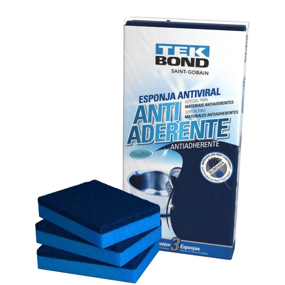 Esponja Para Limpeza Antiaderente Azul Pack C/03 Tekbond (Bl.c/03) - imagem 2