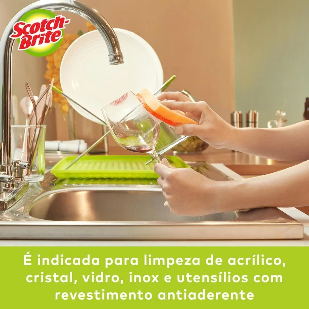 Esponja Para Limpeza Scotch Brite Nao Risca-Laranja 3M (Bl.c/03) - imagem 5