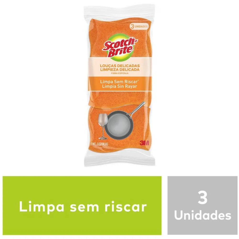 Esponja Para Limpeza Scotch Brite Nao Risca-Laranja 3M (Bl.c/03) - imagem 10