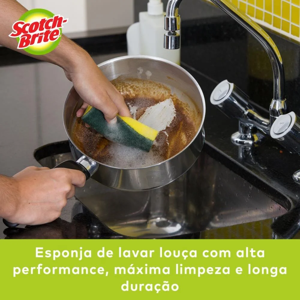 Esponja Para Limpeza Scotch Brite Cozinha-Verd/Amar 3M (Bl.c/04) - imagem 4